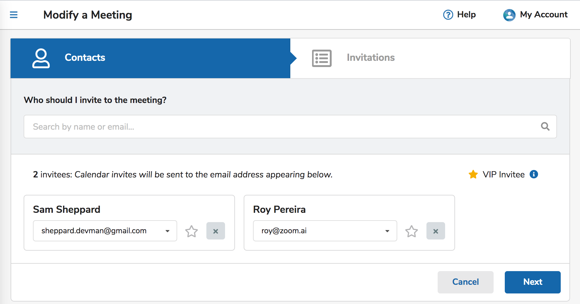 Adding or removing meeting invitees CalendarHero